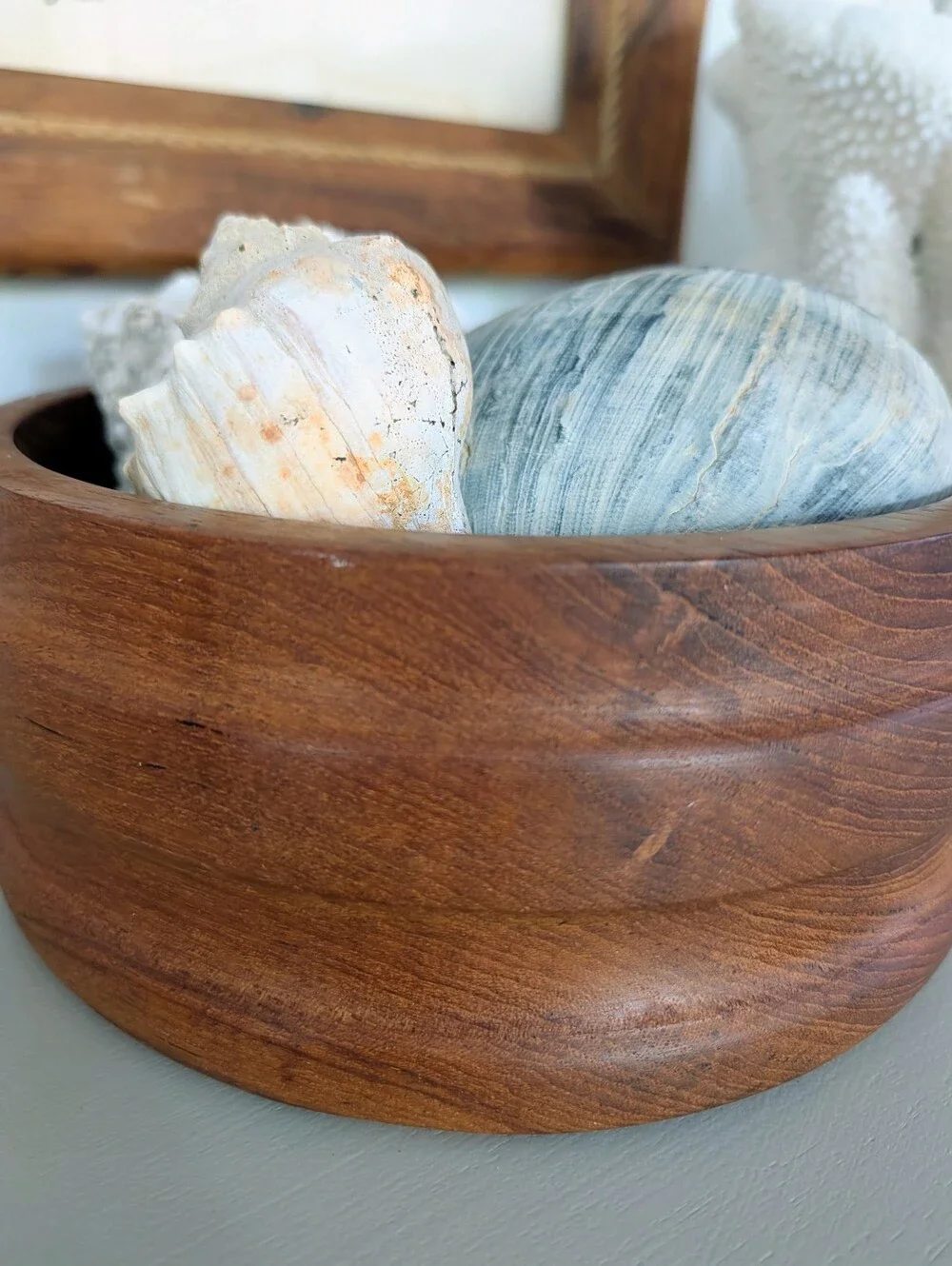 Large Mid Century Teak Wood Serving Salad Display Bowl Centerpiece Danish Modern